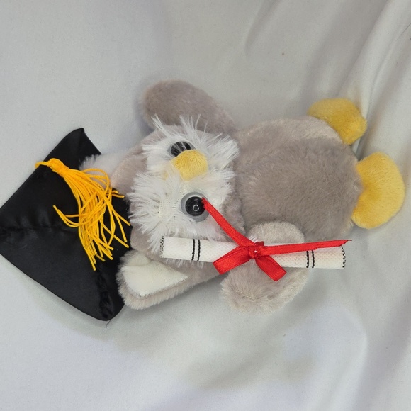 Graduation Owl plush Dandee bird cap with diploma Grad Gift 7" - Picture 8 of 11